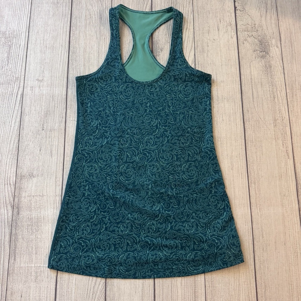 Lululemon Cool Racerback Tank Foli Manifesto Tofino Teal Bali Breeze Women's 6